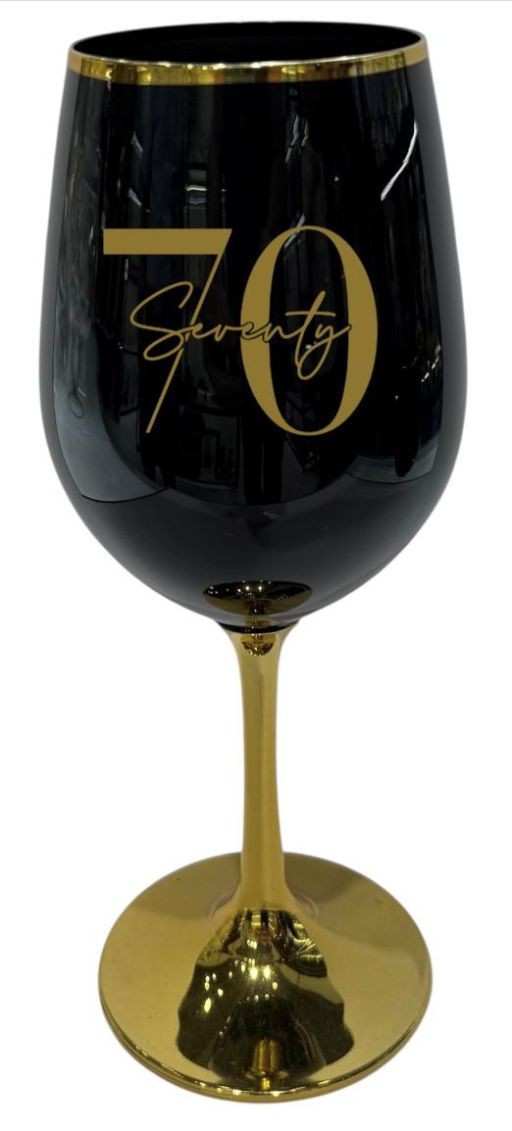 Wine Glass 70th Black Gold