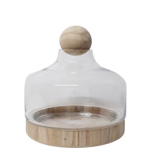 Hans Glass Atrium With Wooden Base and Ball Varnished Gloss Finish MV039-V