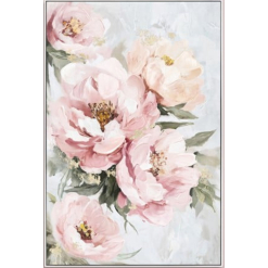Hand Painted Pink Flower Canvas Print in Frame B