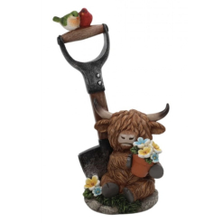 Resin Highland Cow with Shovels A