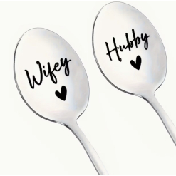 Mr Mrs Engraved Stainless Steel Coffee Spoons