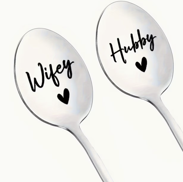 Mr Mrs Engraved Stainless Steel Coffee Spoons