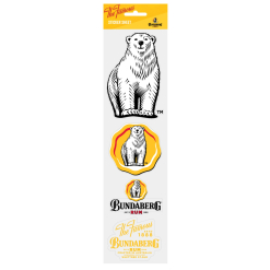 Bundaberg Rum Bundy Bear Sticker Sheet 3 x UV Gloss Stickers