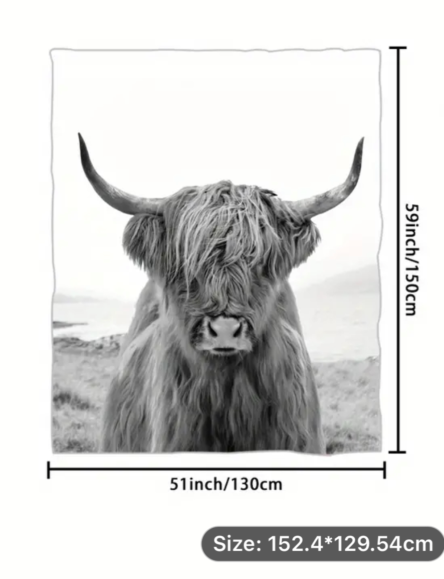 Highland Cow Throw Blanket Highland 150cm X 130cm