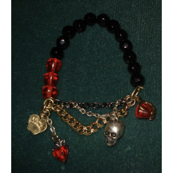 Evil Queen Poison Apple Skull Black Red Snow White Bracelet