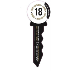 Small 18 Birthday Key Black Gold