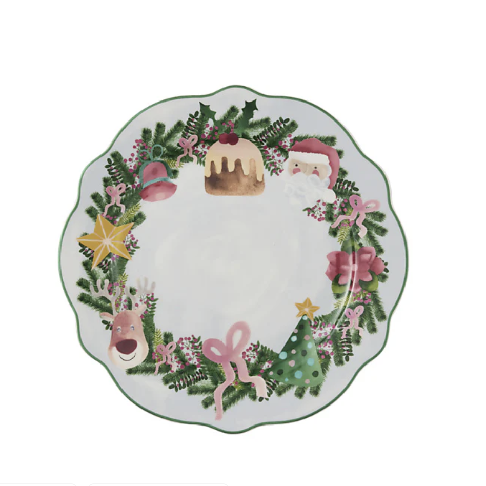 MW Tis The Season Scallop Rim Plate 20cm Light Blue Gift Boxed