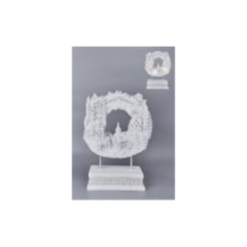 Resin Metal Village Wreath On Stand