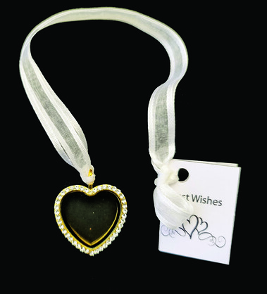 Diamond Gold Heart Photo Charm