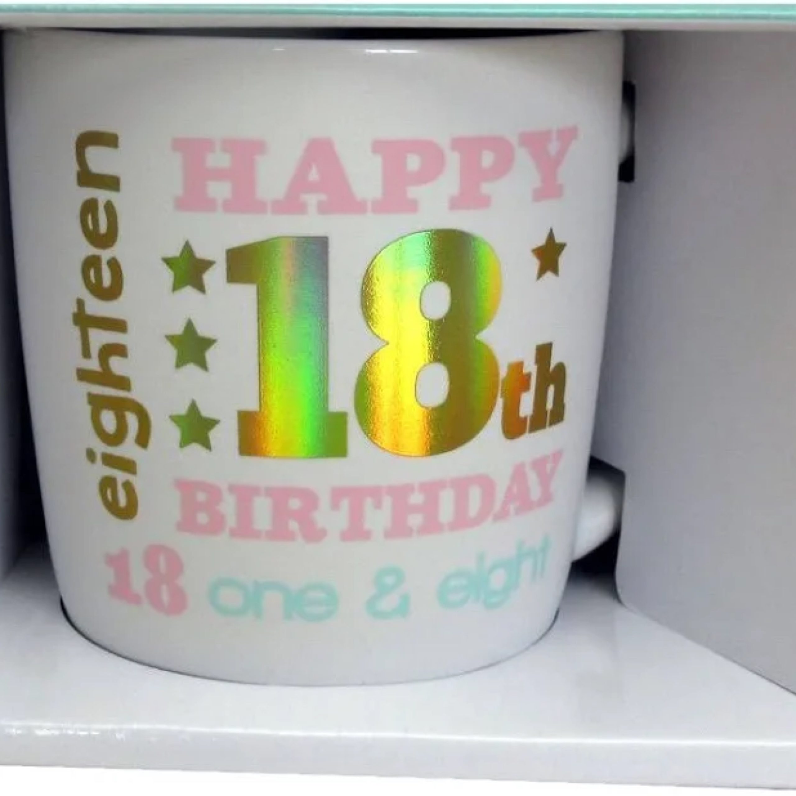 Happy 18th White Gold Foil Mug