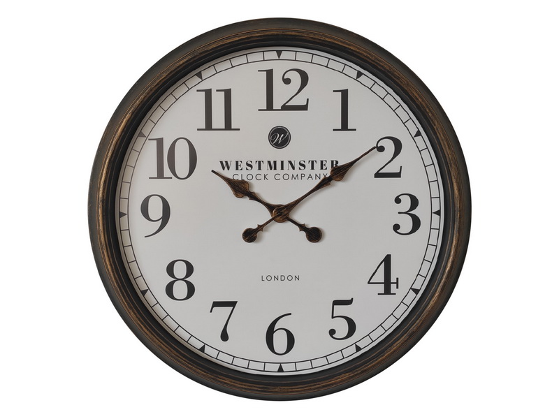40cm Clock with Numbers in Antique Brown