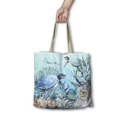 Reusable shopping bag. 45cm, 10cm gusset. Reef Turtles