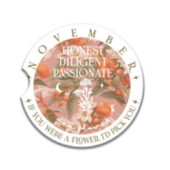 Ceramic Car Coaster November Wax Flower
