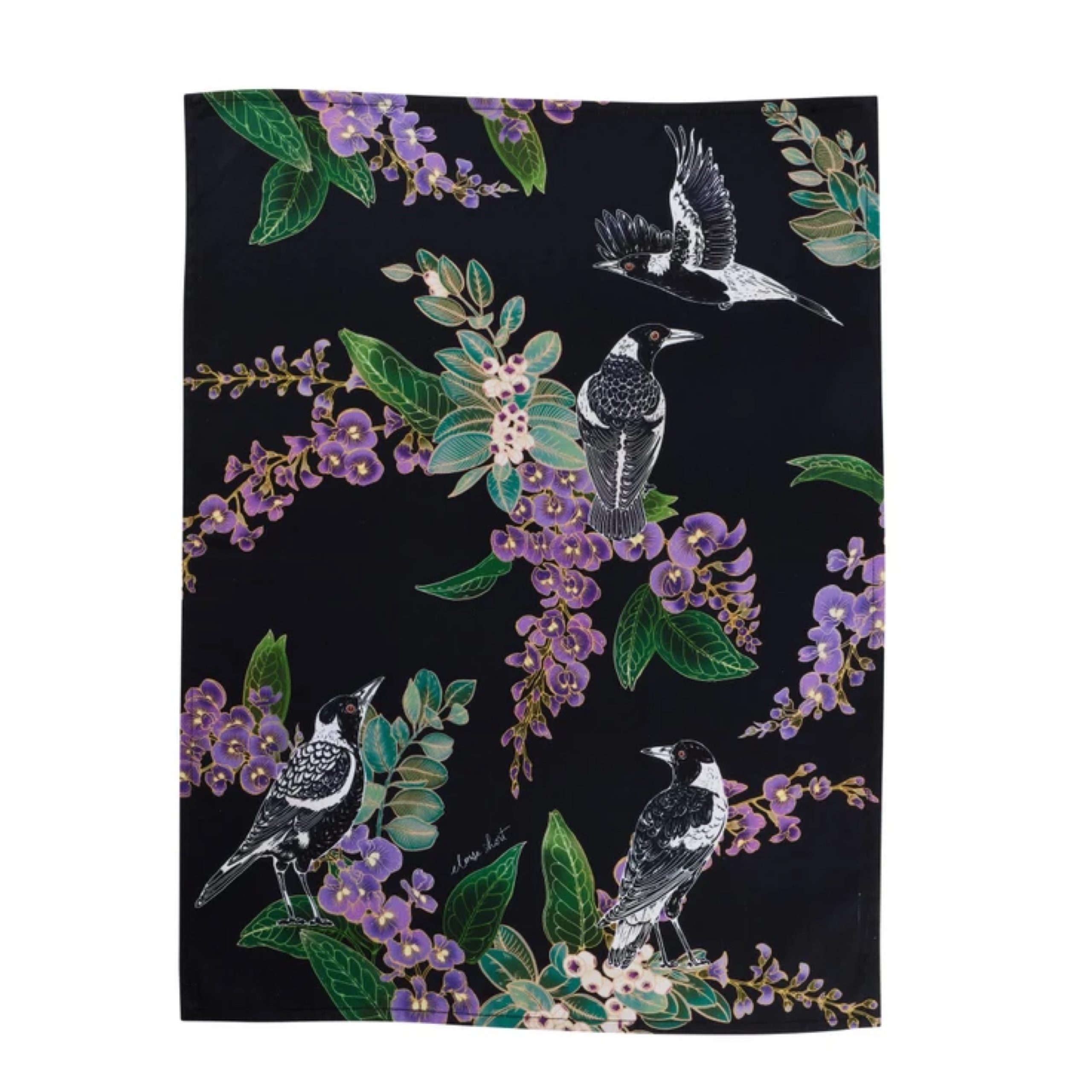 MW Eloise Short Native Grace Magpie Tea Towel 50x70cm