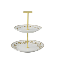 MW White Christmas 2 Tiered Cake Stand 15/19x22cm Gift Boxed