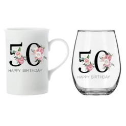 Mug And Wine Set 50th Female