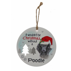 Poodle Black Xmas Plaque