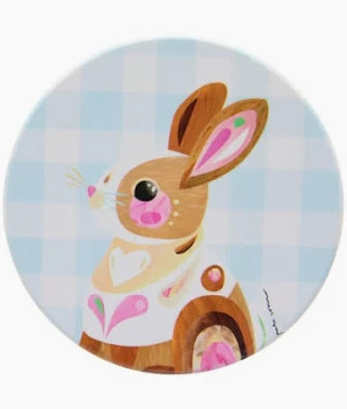 Pete Cromer Barn Friends Ceramic Round Coaster 10cm Blue Bunny