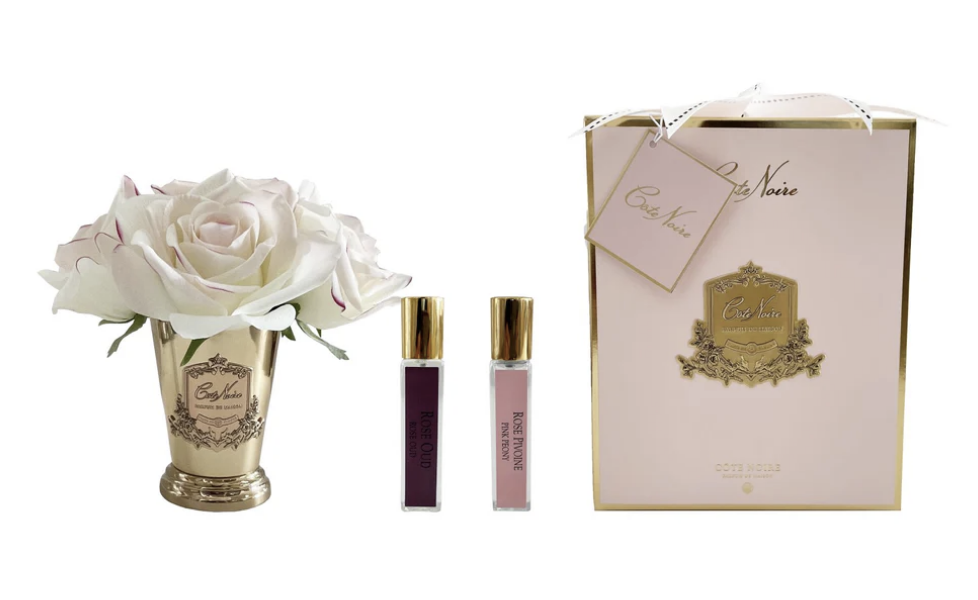 Seven Rose Bouquet Pink Blush Gold Goblet