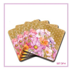 Bamboo Coasters set Wistful Wildflowers