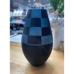 Black Chequered Vase 33cm