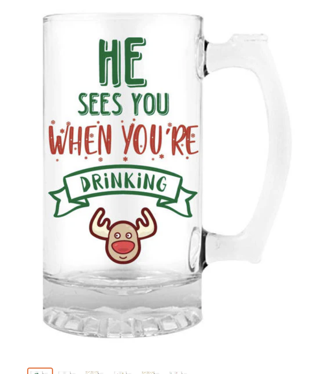Christmas Stein He Sees You When You're Drinking