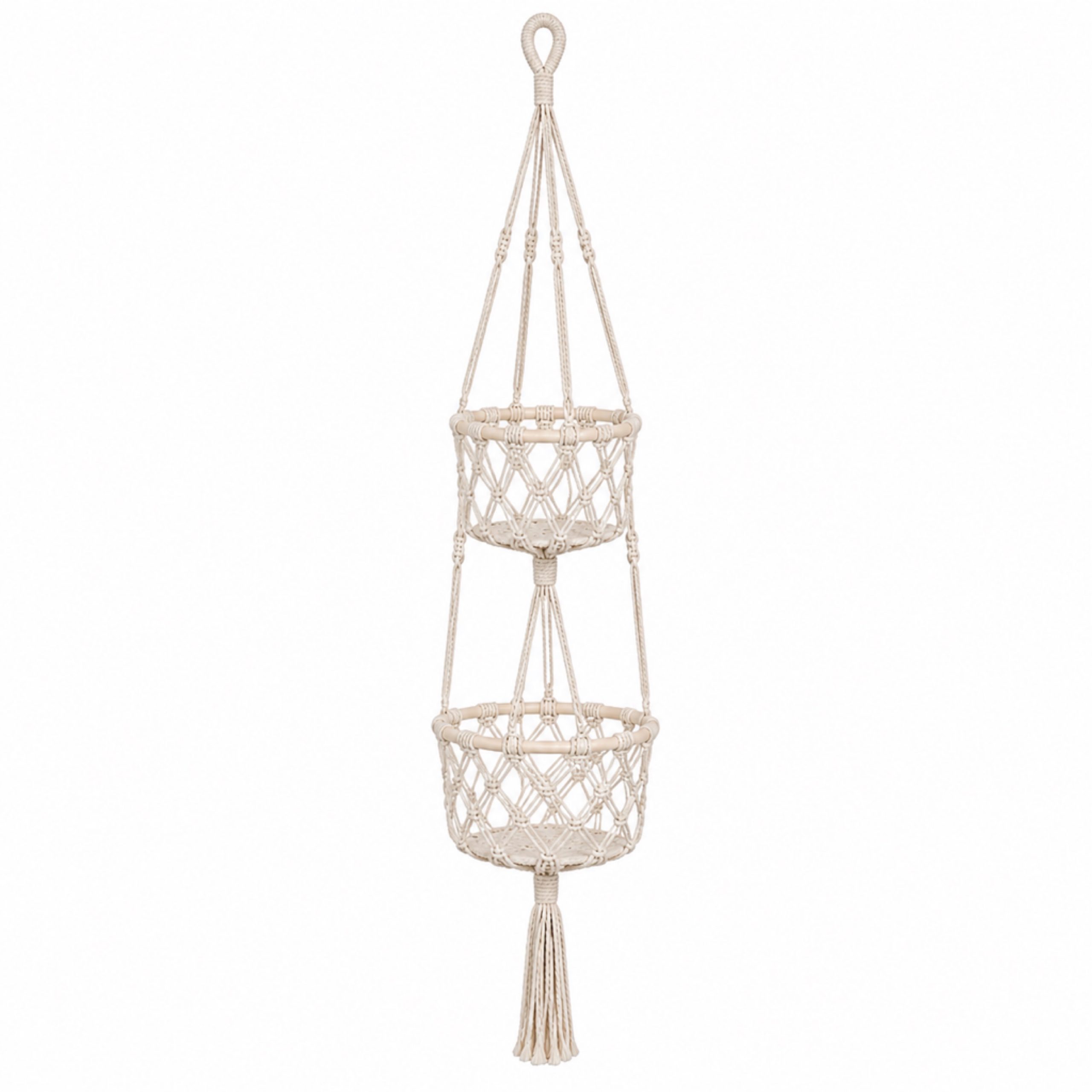 White Macrame Double Pot Holder
