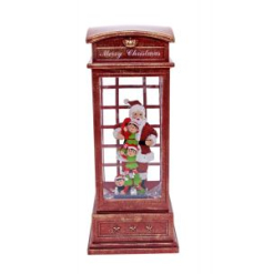 Santa And Elves Phonebooth Snow Globe