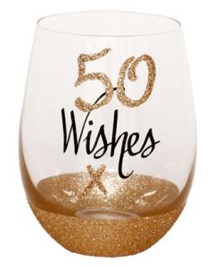 50th Wishes Stemless Wine Glass