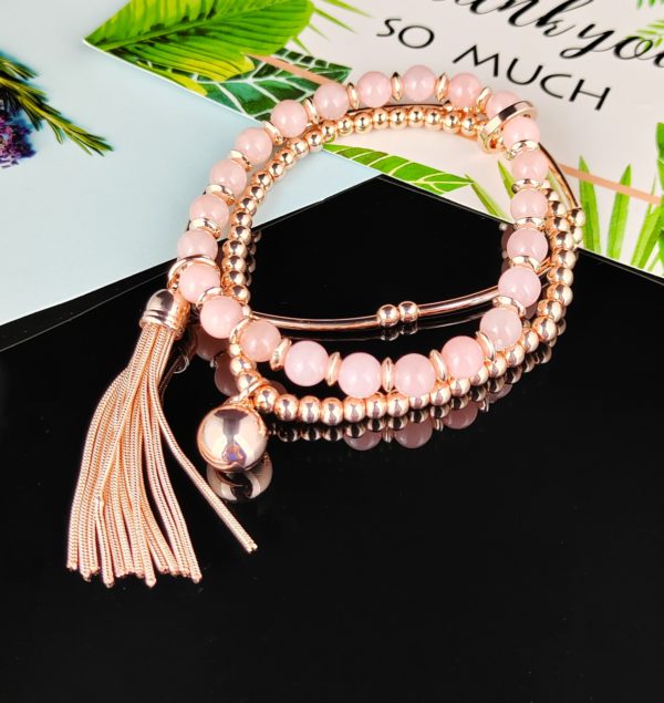 Bracelet Pink and Rose Gold 3 in 1 Jewellery