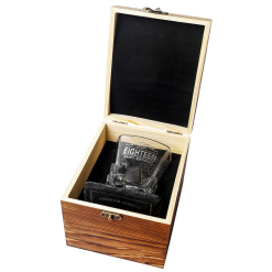 18th Wood Box Whiskey Glass Coaster Box