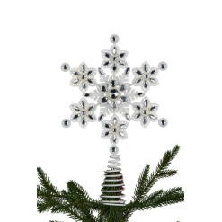 Christmas Tree Topper- Beaded White Snowflake, 31cm