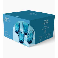 Deanna Double Old Fashion Glass 4pc Blue Gift Boxed