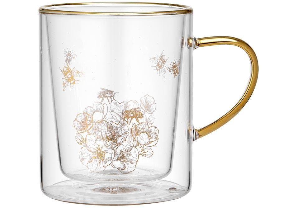 Honey Bee Glass Double Walled Mug