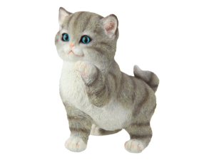 19cm Playful Grey Cat W/Blue Eyes