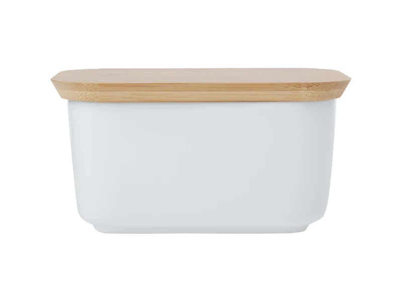 White Basics Butter Dish With Bamboo Lid