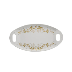 MW White Christmas Handled Oval Platter 52.5x28cm Gift Boxed