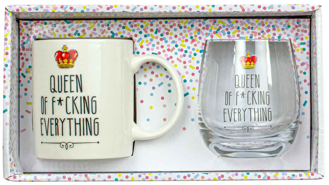 Queen Of F*cking Everything Mug And Stemless Set