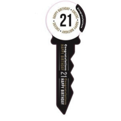 Small 21 Birthday Key Black and Gold