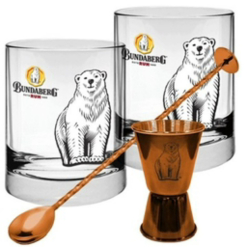 Bundy Round Glass and Stirrer