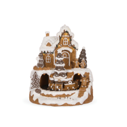 Piped LED Musical Gingerbread Village And Train
