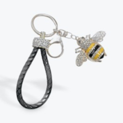 Bee with Leather and Diamante Key Chain