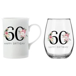 Mug And Wine Set 60th Female