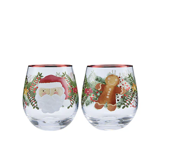 MW Tis The Season Stemless Glass 550ML Set of 2 Assorted Gift Boxed