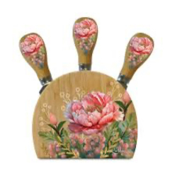 Magnetic Cheese Knife Block Coral Peony