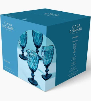 Deanna Wine Glass 4pc Blue Gift Boxed