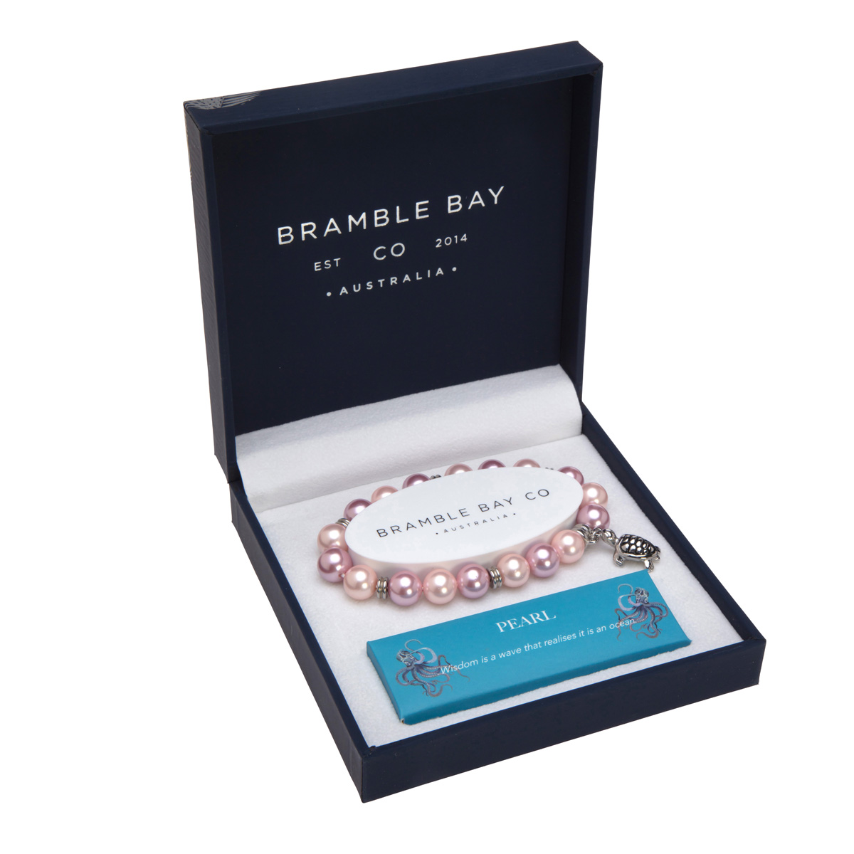 Pearl (Pink/Peach) Turtle Charm Bracelet