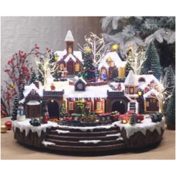 Christmas LED Village Turning Train and Music