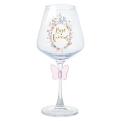 Wine Glass Best Friend Pastel Flower