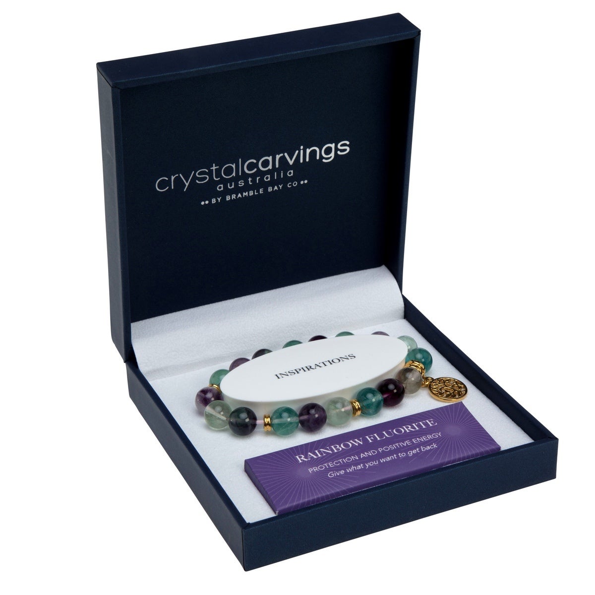 Rainbow Fluorite Tree Of Life Bracelet Gold